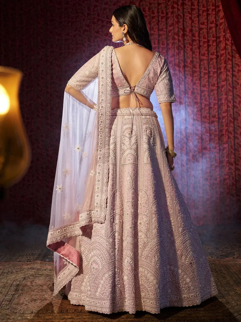 Adorable Lilac Sequins Silk Designer Lehenga Choli With Dupatta - Ethnic Plus In