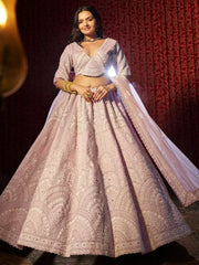 Adorable Lilac Sequins Silk Designer Lehenga Choli With Dupatta - Ethnic Plus In