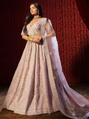Adorable Lilac Sequins Silk Designer Lehenga Choli With Dupatta - Ethnic Plus In