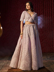 Adorable Lilac Sequins Silk Designer Lehenga Choli With Dupatta - Ethnic Plus In