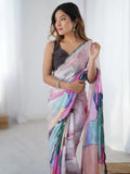 Adorable Multi Color Digital Printed Chinon Saree With Blouse - Ethnic Plus In