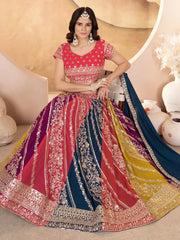Adorable Multi - Color Sequins Georgette Lehenga Choli With Dupatta - Ethnic Plus In