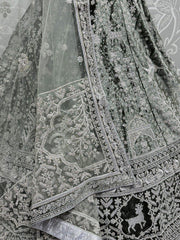 Adorable Olive Green Sequins Velvet Bridesmaid Lehenga Choli With Dupatta - Ethnic Plus In