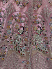 Adorable Peach Thread Work Net Lehenga Choli With Dupatta - Ethnic Plus In