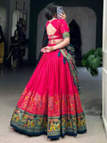 Adorable Pink Digital Printed Tussar Silk Traditional Lehenga Choli - Ethnic Plus In