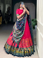 Adorable Pink Digital Printed Tussar Silk Traditional Lehenga Choli - Ethnic Plus In