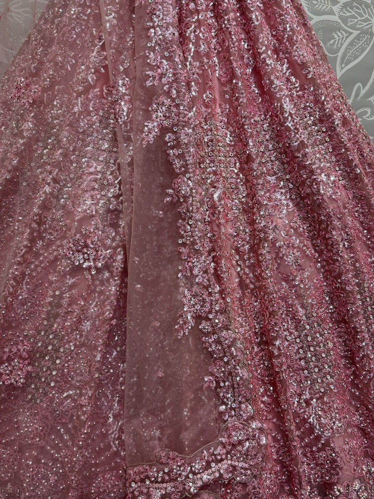Adorable Pink Sequins Net Engagement Wear Lehenga Choli With Dupatta - Ethnic Plus In
