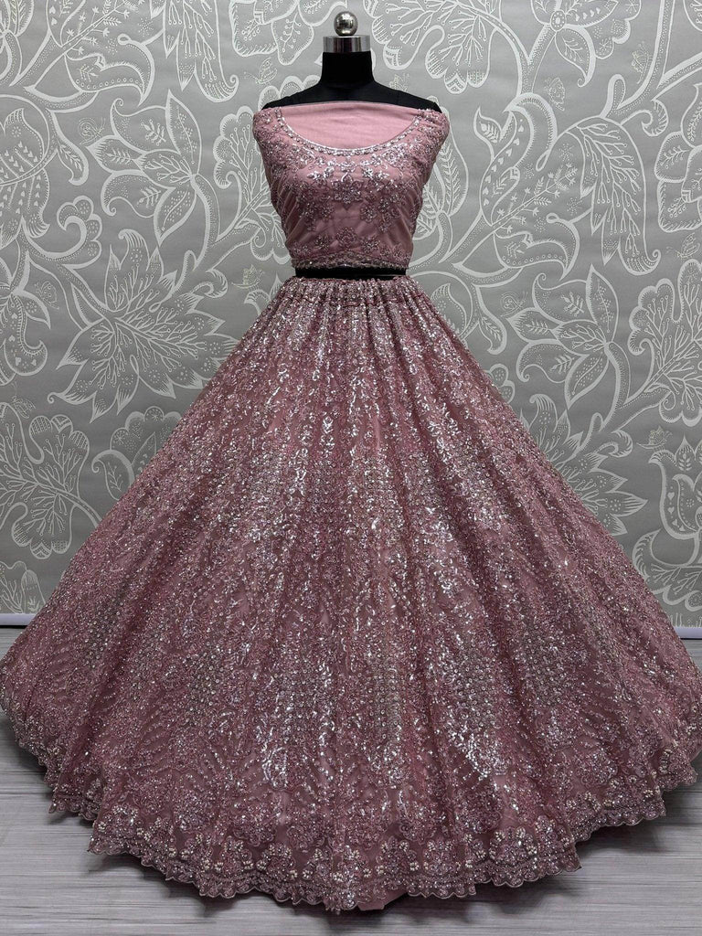 Adorable Pink Sequins Net Engagement Wear Lehenga Choli With Dupatta - Ethnic Plus In