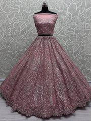 Adorable Pink Sequins Net Engagement Wear Lehenga Choli With Dupatta - Ethnic Plus In