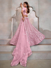 Adorable Pink Sequins Net Wedding Lehenga Choli With Dupatta - Ethnic Plus In