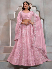 Adorable Pink Sequins Net Wedding Lehenga Choli With Dupatta - Ethnic Plus In