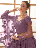Adorable Purple Embroidery Net Designer Lehenga Choli With Dupatta - Ethnic Plus In