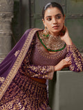Adorable Purple Jarkan Work Georgette Wedding Wear Lehenga Choli - Ethnic Plus In