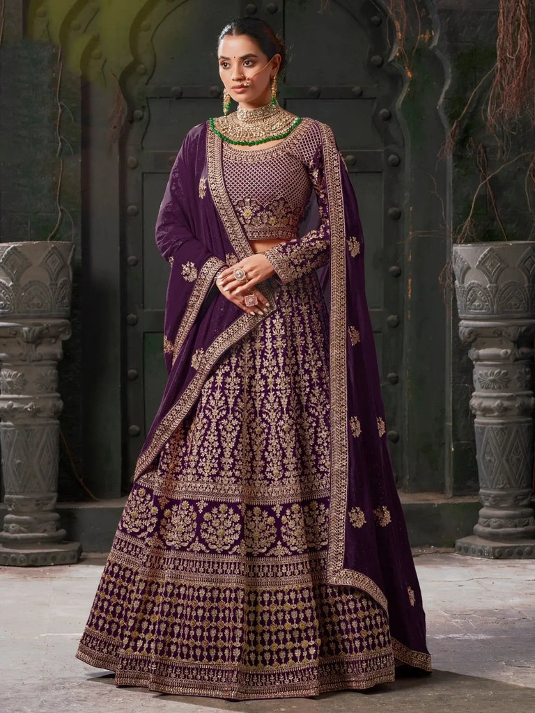 Adorable Purple Jarkan Work Georgette Wedding Wear Lehenga Choli - Ethnic Plus In