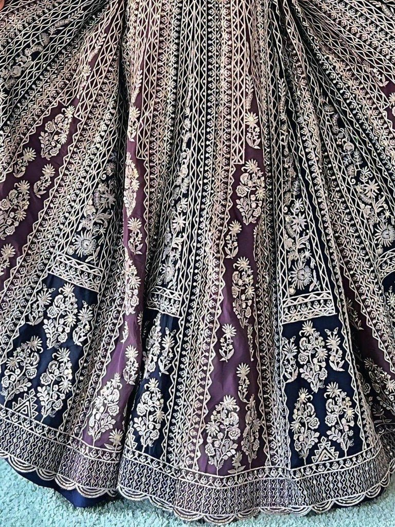 Adorable Purple Sequins Work Georgette Wedding Lehenga Choli - Ethnic Plus In