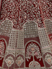 Adorable Red Embroidered Velvet Bridal Lehenga Choli With Dupatta - Ethnic Plus In