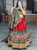 Adorable Red Patola Print Navratri Wear Lehenga Choli With Dupatta - Ethnic Plus In