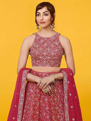 Adorable Red Sequins Georgette Wedding Lehenga Choli With Dupatta - Ethnic Plus In