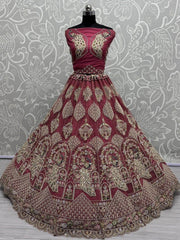 Adorable Rose Pink Embroidered Sequins Net Lehenga Choli With Dupatta - Ethnic Plus In