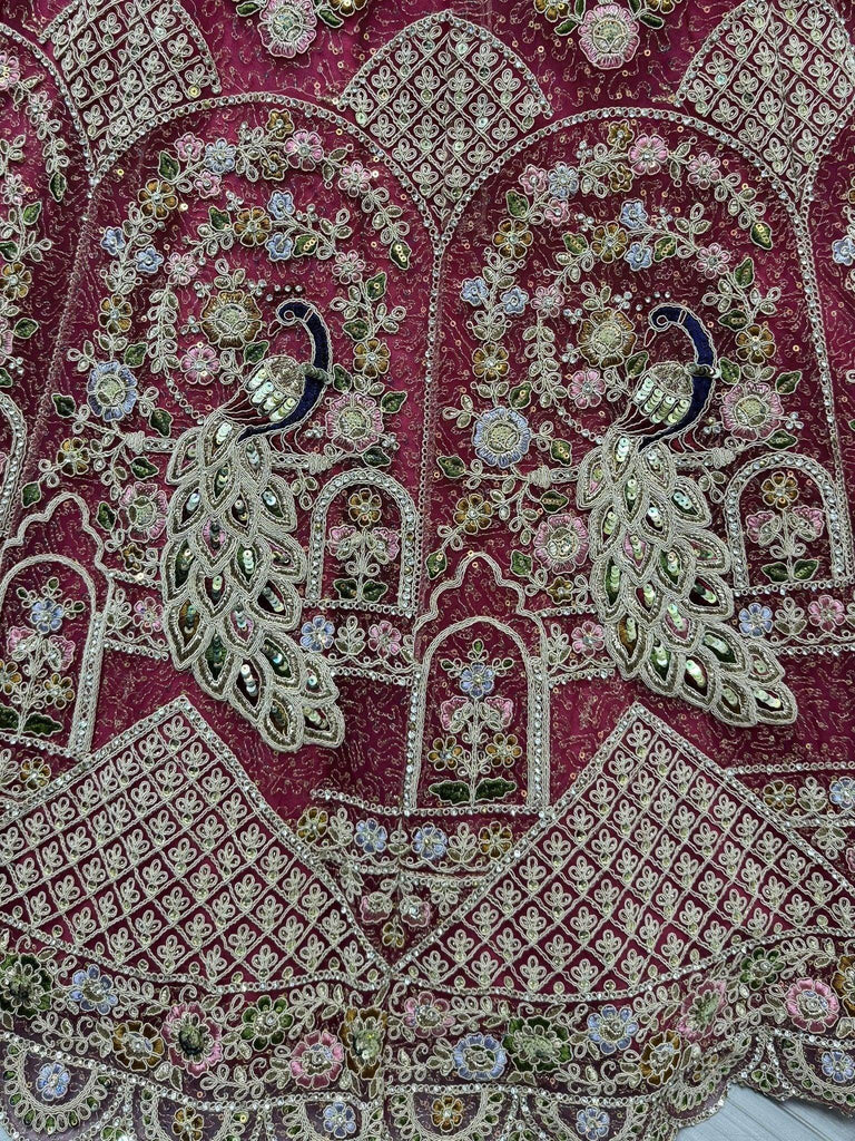 Adorable Rose Pink Embroidered Sequins Net Lehenga Choli With Dupatta - Ethnic Plus In