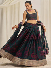 Adorable Teal Green Organza Function Wear Lehenga Choli With Dupatta - Ethnic Plus In