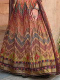 Adorable Multi-Color Weaving Silk Traditional Gown With Dupatta