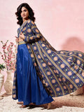 Adorning Blue Khatli Work Sangeet Wear Crop Top Palazzo With Shrug - Ethnic Plus In