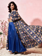 Adorning Blue Khatli Work Sangeet Wear Crop Top Palazzo With Shrug - Ethnic Plus In