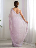 Adorning Lavender Embroidered Party Wear Saree With Blouse - Ethnic Plus In