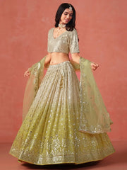 Adorning Yellow Georgette Haldi Wear Lehenga Choli With Dupatta - Ethnic Plus In