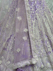 Majestic Lavender Heavy Embroidered Net Engagement Wear Lehenga Choli