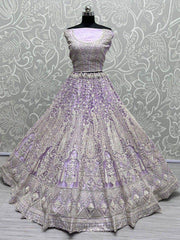 Majestic Lavender Heavy Embroidered Net Engagement Wear Lehenga Choli