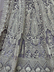 Stunning Grey Dori Work Net Engagement Wear Lehenga Choli