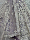 Stunning Grey Dori Work Net Engagement Wear Lehenga Choli