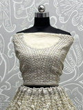 Gorgeous Sage Green Embroidered Net Lehenga Choli With Dupatta