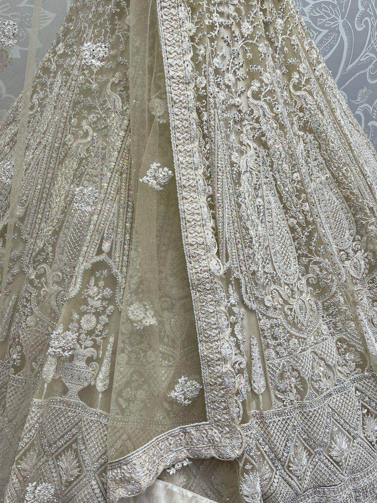 Gorgeous Sage Green Embroidered Net Lehenga Choli With Dupatta