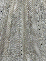 Captivating Cream Thread Work Net Reception Wear Lehenga Choli