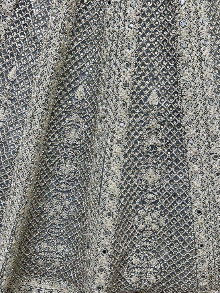 Charming Grey Embroidered Net Engagement Wear Lehenga Choli