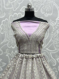 Fascinating Lavender Embroidered Net Lehenga Choli With Dupatta