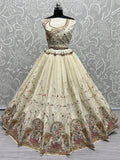 Glamorous Off-White Thread Work Georgette Designer Lehenga Choli