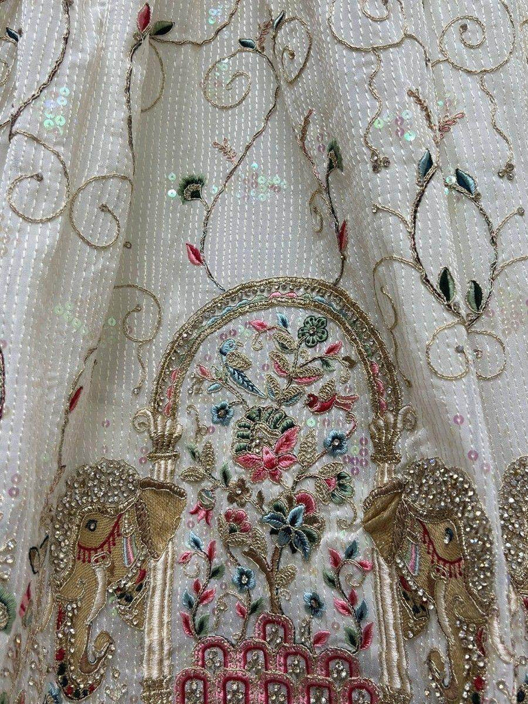 Glamorous Off-White Thread Work Georgette Designer Lehenga Choli