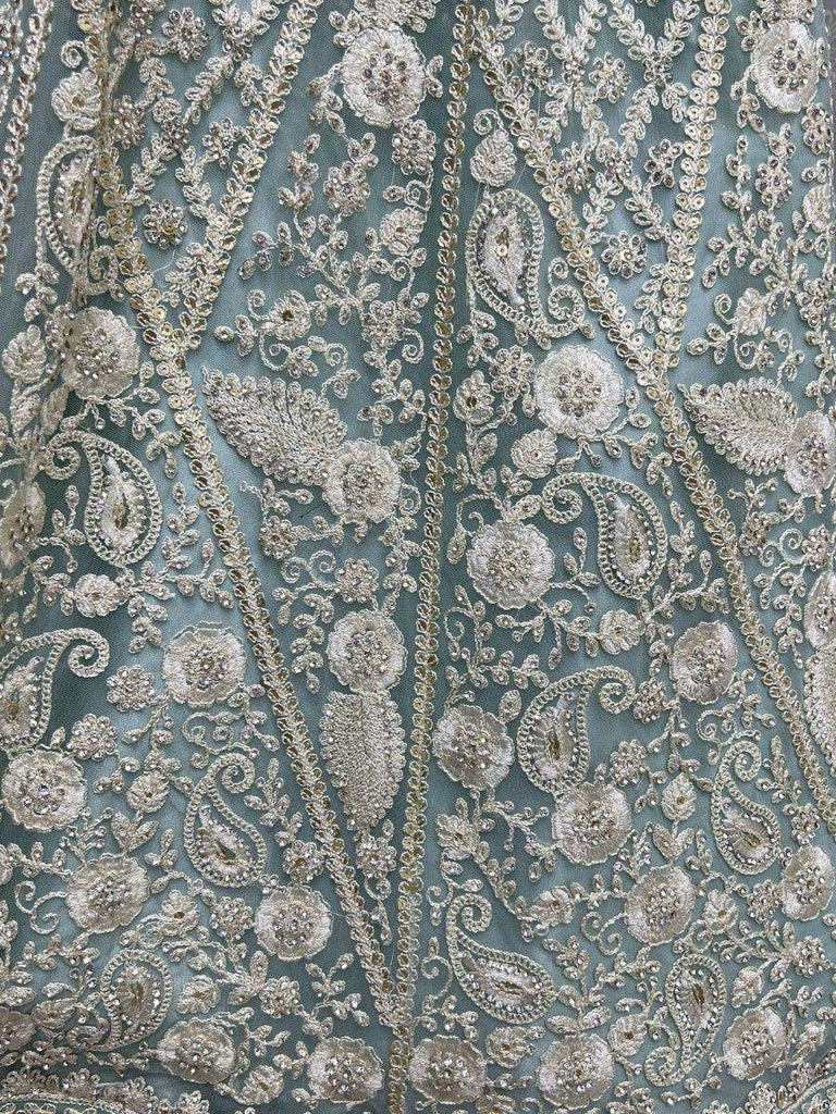 Attractive Sky-Blue Dori Work Net Lehenga Choli With Dupatta
