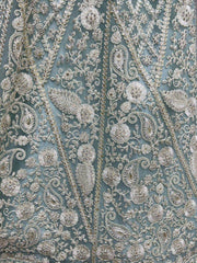 Attractive Sky-Blue Dori Work Net Lehenga Choli With Dupatta
