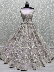 Glamorous Lavender Embroidered Net Bridesmaid Lehenga Choli