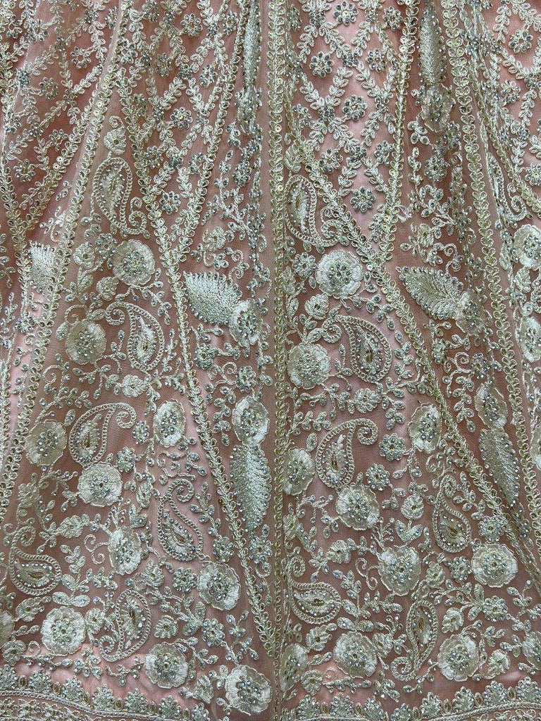 Charming Peach Thread Work Net Engagement Wear Lehenga Choli
