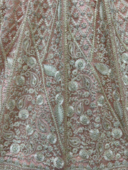 Charming Peach Thread Work Net Engagement Wear Lehenga Choli