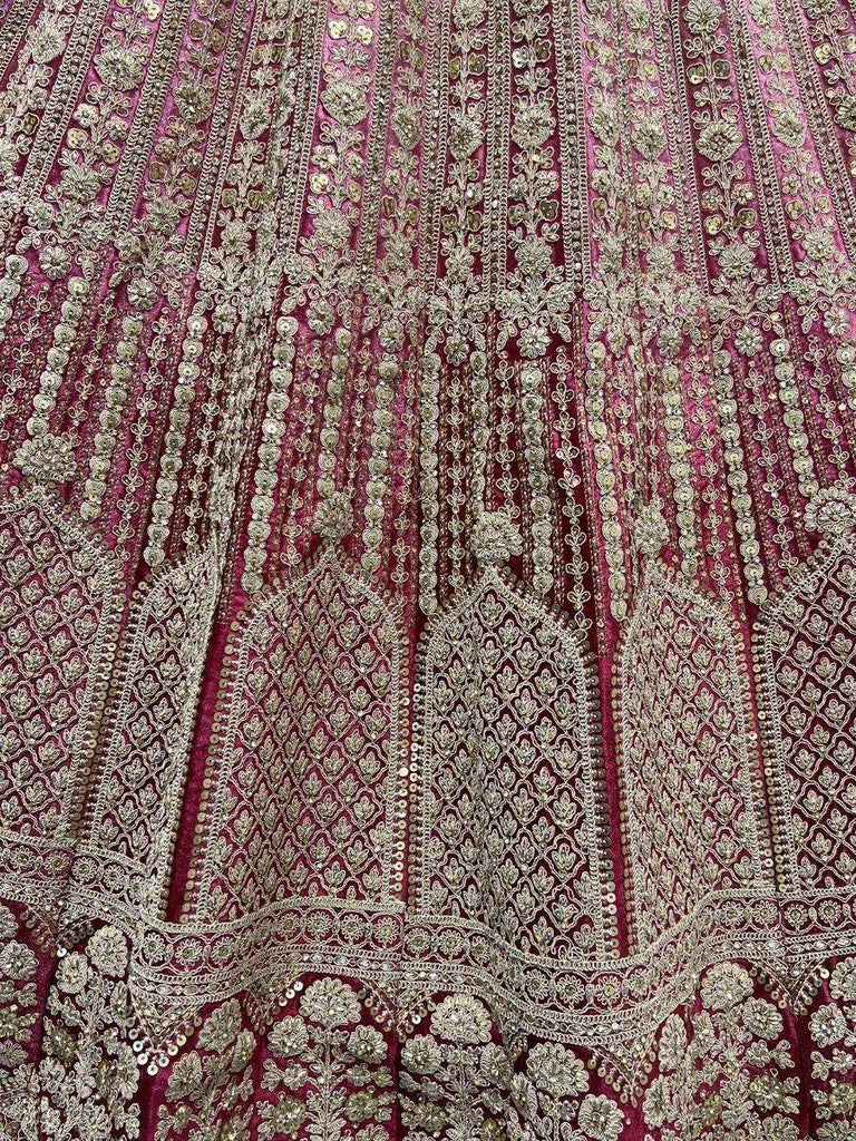 Amazing Pink Sequins Velvet Bridal Lehenga Choli With Double Dupatta
