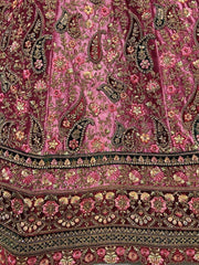 Lovely Dusty Pink Thread Work Velvet Lehenga Choli With Double Dupatta