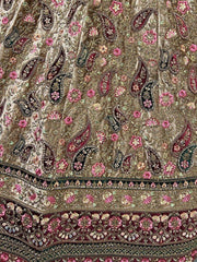 Cute Beige & Maroon Thread Work Velvet Bridal Lehenga Choli