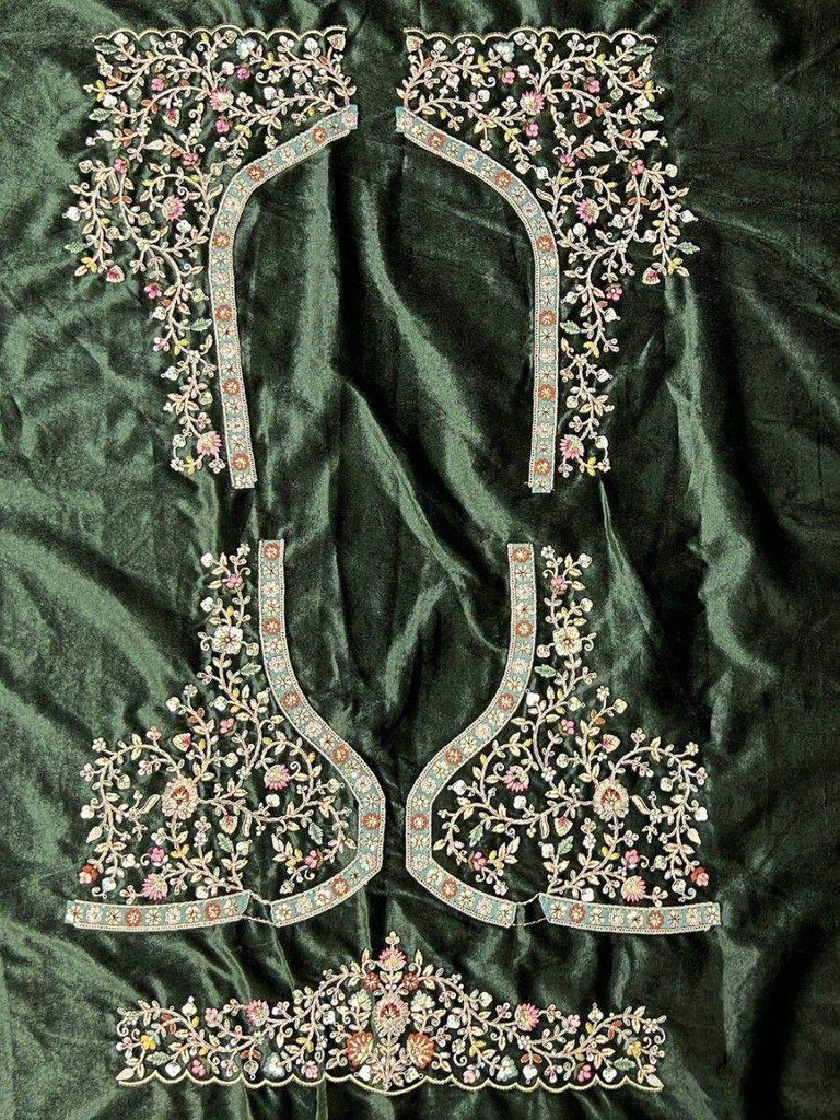 Attractive Green Multi-Thread Work Velvet Bridal Wear Lehenga Choli